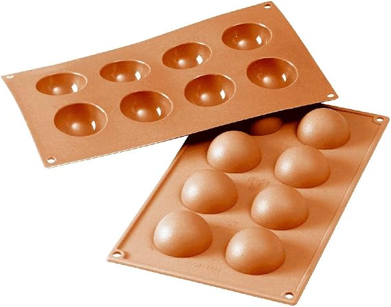 silikomart | SF004 Silicone mould for Monoportions SEMISFERA, non-stick, 8 cavities, Pack of 1 Cake mould, Ø 50 h 25 mm, Made in Italy