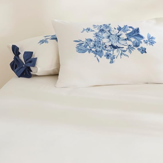 Karaca Home Melanie 100% Cotton 2-Piece Pillowcase Blue