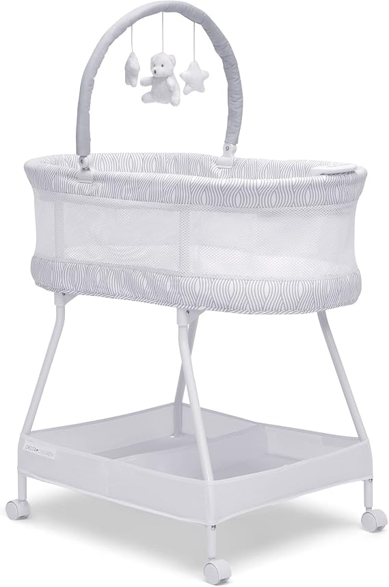 Delta Children Adjustable, fabric, Mesh, White/Grey, Bassinet