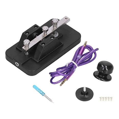 Morse Code Telegraph Key, Professional Morse Manual Code CW Practice Tool Trainer Telegraph Straight Key with Buzzer, Morse Code Experiment Kit for Morse Code Communication,Black