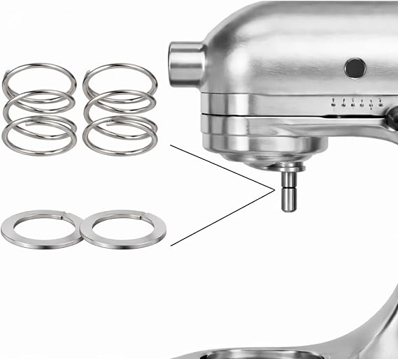 KitchenAidスタンドミキサー用スプリング&ワッシャーキット – 316ステンレススチールアップグレード、チルトヘッド&ボウルリフトモデル用の食品グレードの交換用–アタッチメントを安定させます2パック
