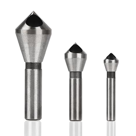 Countersink Drill Bit Set Deburring Chamfer Drill Bits, 4Pcs Cobalt Coated Countersink Drill Bit, Countersink Bits for Metal, Stainless Steel, Copper, Wood