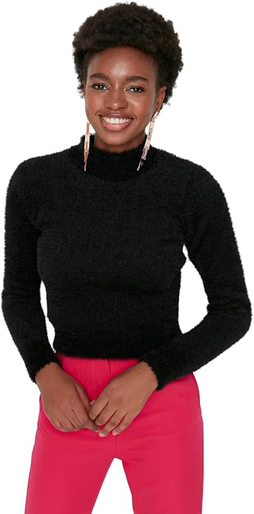 Trendyol Women Slim Basic Standing Collar Knitwear Sweater
