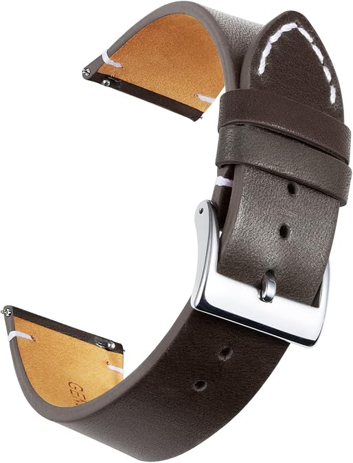 Binlun Genuine Leather Watch Strap: Quick-Release Leather Strap with Stainless Metal Clasp for Men and Women 12 mm 14 mm 16 mm 18 mm 20 mm 22 mm 24 mm