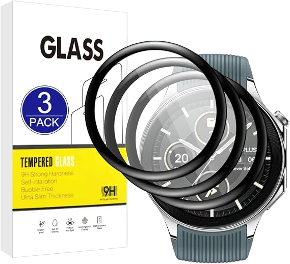 [3 Pack Screen Protector Compatible with OnePlus Watch 2,[Scratch Resistant, High Definition][3D Curved Full Cover] Protector for OnePlus Watch 2