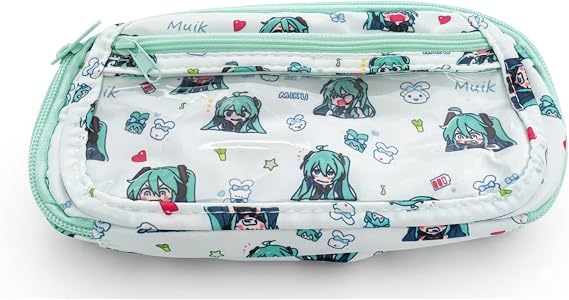 Netavantaj Kawaii Anime Miku Tasarımlı Kalem Kutusu, Fermuarlı, 2 Bölmeli, 23x8x3.5 cm