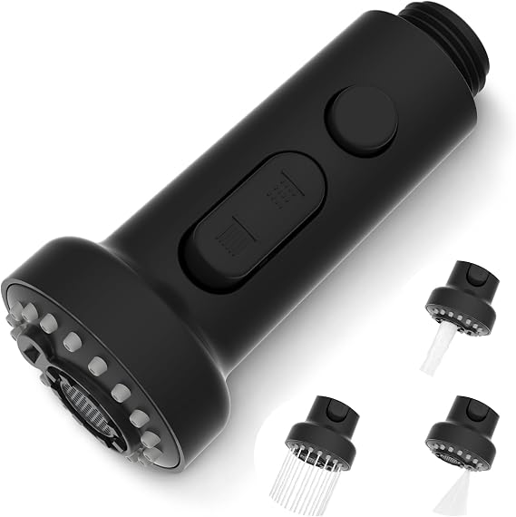 Hibbent 3 Function All-Metal Kitchen Tap Spray Head Replacement, Black