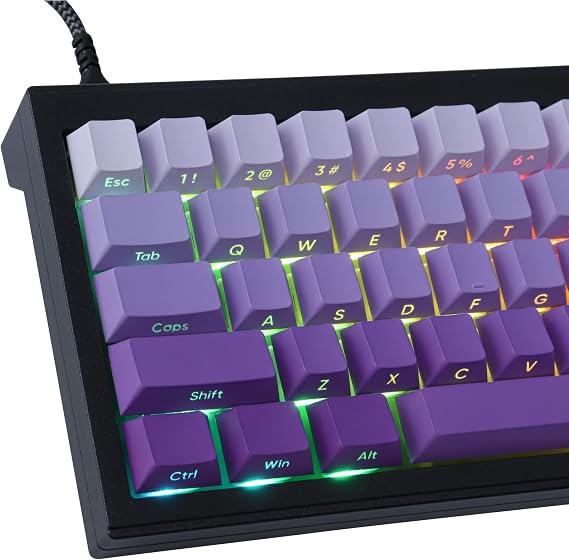 Keycaps PBT 135 Keys Side Letter Transparent Engraved Custom Keycaps for ANSI&ISO Layout Gateron Kailh Cherry MX Switches Mechanical Keyboards (Cherry Profile)