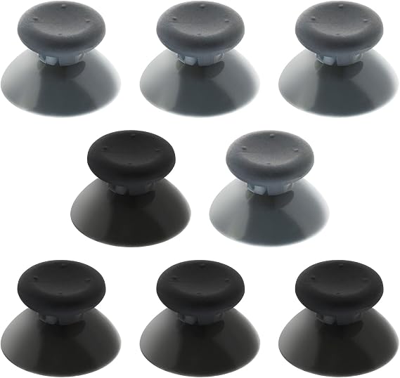 OTOTEC 8Pcs Joystick Caps Replacement Compatible with XBOX 360 Controller ABS Thumb Sticks Gamepad Rocker Cover 16x25.5mm/0.63x1inch Black&Grey