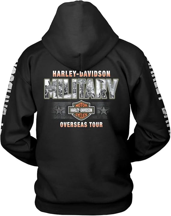 Harley-Davidson Military - Men's Graphic Pullover Hooded Sweatshirt - Military Collage | Epic, black black 19-3911tcx, Free Size