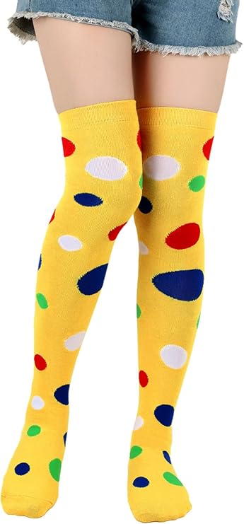 Women Thigh High Socks Funny Colorful Polka Dot Over the Knee Stockings Long Socks