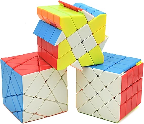 スピードキューブセット マジックキューブセット 4x4フィッシャーキューブ 4x4軸キューブと4x4風車キューブセット 4×4×4 マジックスピードキューブ 頭の体操 ステッカーレスパズルおもちゃ 子供向け カラフル 4個パック