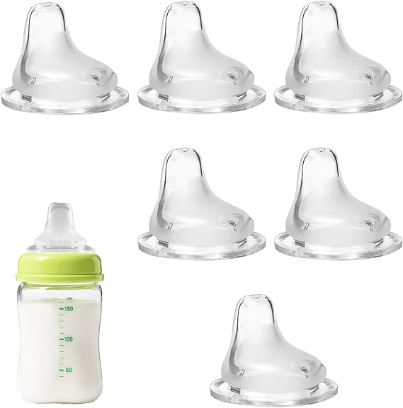 6PCS Bottle Replacement Nipples Compatible with Learner/Activity Cups for NUK,BPA Free Silicone,Leak Proof,Dishwasher,Safe Soft Replacement Nipples Accessories Parts,Replacement Spouts