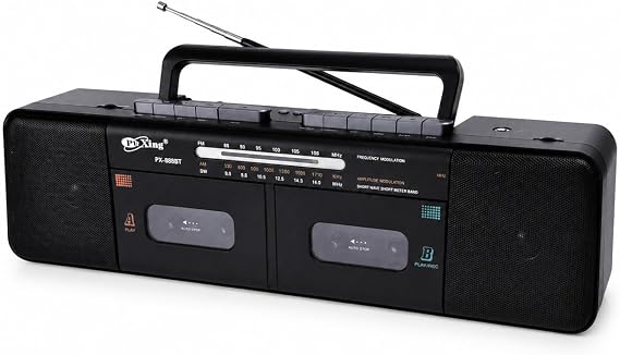 Coverzone Bluetooth Destekli AM/FM/SW 3 Bant Radyo USB TF MP3 Çalar Çift Kasetli Şarj Edilebilir Bataryalı AC/DC Taşınabilir Ses Sistemi | PX-888BT