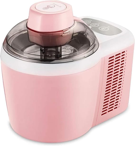 Thermoelectric Automatic Self Freezing Ice Cream Maker Machine Soft & Hard Serve 600ML Gelato Sorbet Frozen Yoghurt,Gray (Pink)