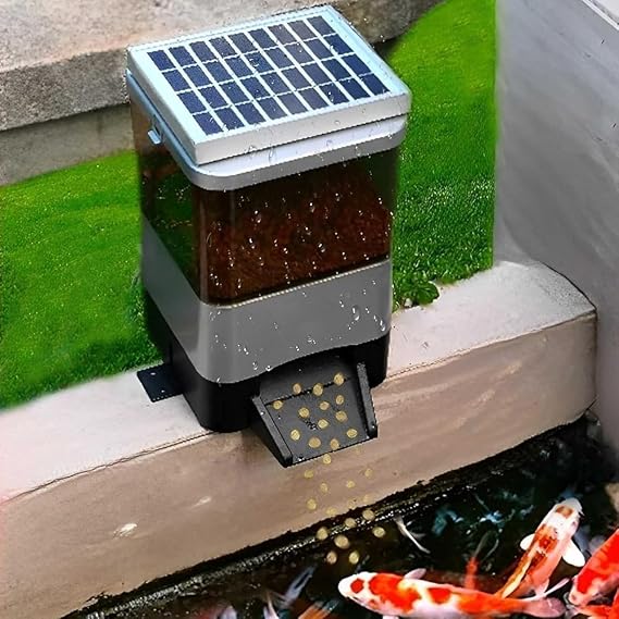 Automatic Fish Feeder - Intelligent Outdoor Pond Dispenser with Timed Rationing, 10L Large Capacity Drum & LCD Display
