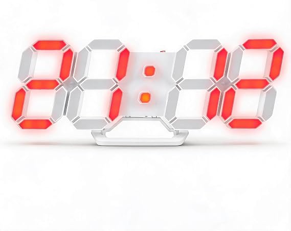 Fabater 3D LED Digital Wall Clock, Colorful Desk Alarm Clock with Time Date Temperature Display, 3 Customizable Alarms LED Digital Clocks for Bedroom Living Room