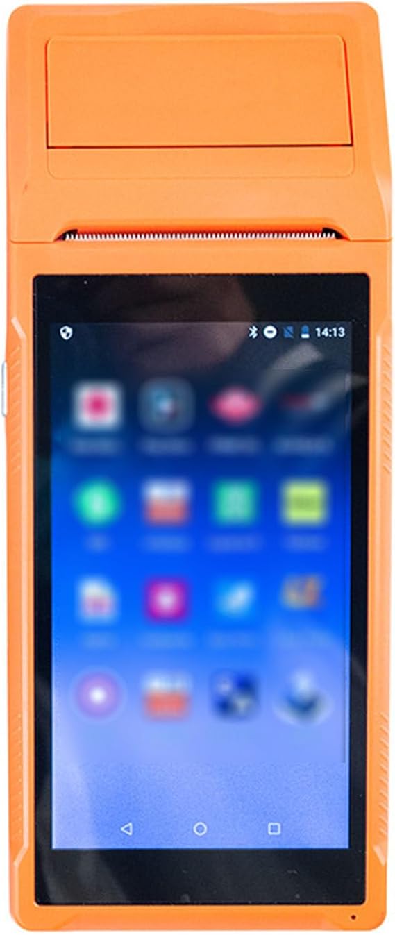 PDA POS Receipt Printer Android 8.1 POS PDA System Bulit-in 58mm Receipt Printer Bluetooth WiFi Handheld Terminal Touch Screen,Orange