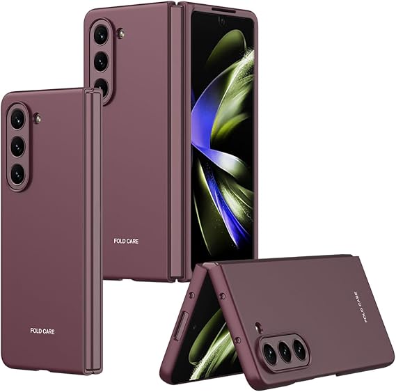 Aksesuarcim Samsung Galaxy Z Fold 5 ile Uyumlu Kılıfı Mat Pastel Renkli Parmak İzi Bırakmayan İnce Sert Silikon Kapak Kıpta Kırmızı