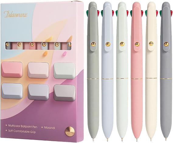 Ddaowanx Multicolor Pens Set,6 Pcs 4-in-1 multi Colored Ballpoint Pen 0.5mm
