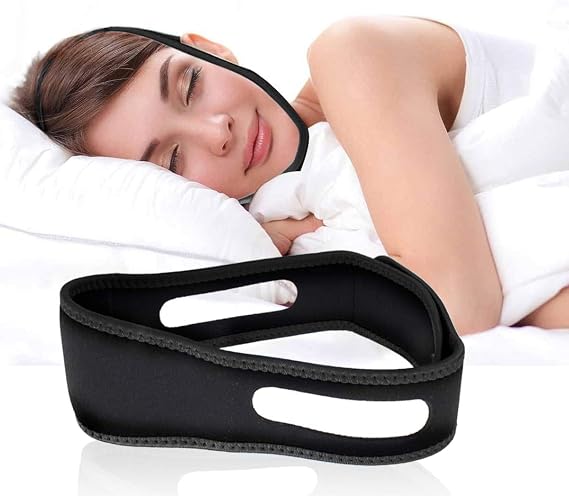 Anti Snoring Chin Strap Anti Snoring Device Adjustable Universal Anti Snoring Devices Adjustable Effective Stop Snoring Sleep Aid Snore Reducing Aid for Women & Men (Black)