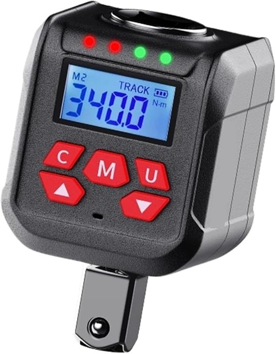 Digital Torque Adapter Kit, 1/2"+1/4"+3/8" Drive ±2% 500 Memory & 9 Presets Bike/Car/Industrial Torque Tester Intuitive Display(10-200N.m)