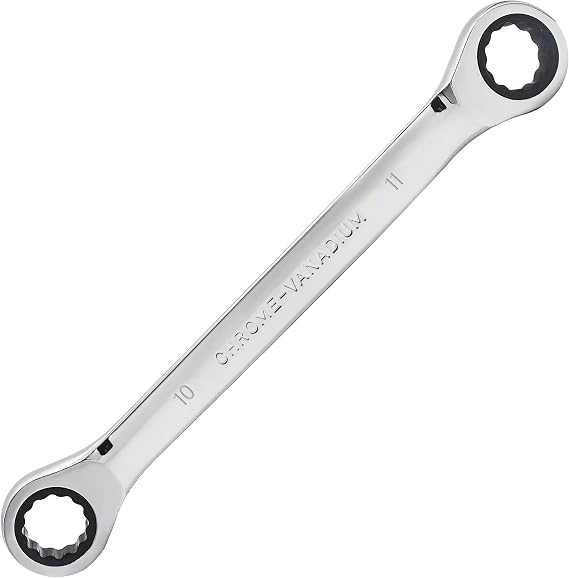Double Box End Ratcheting Wrench, 10mm x 11mm Metric