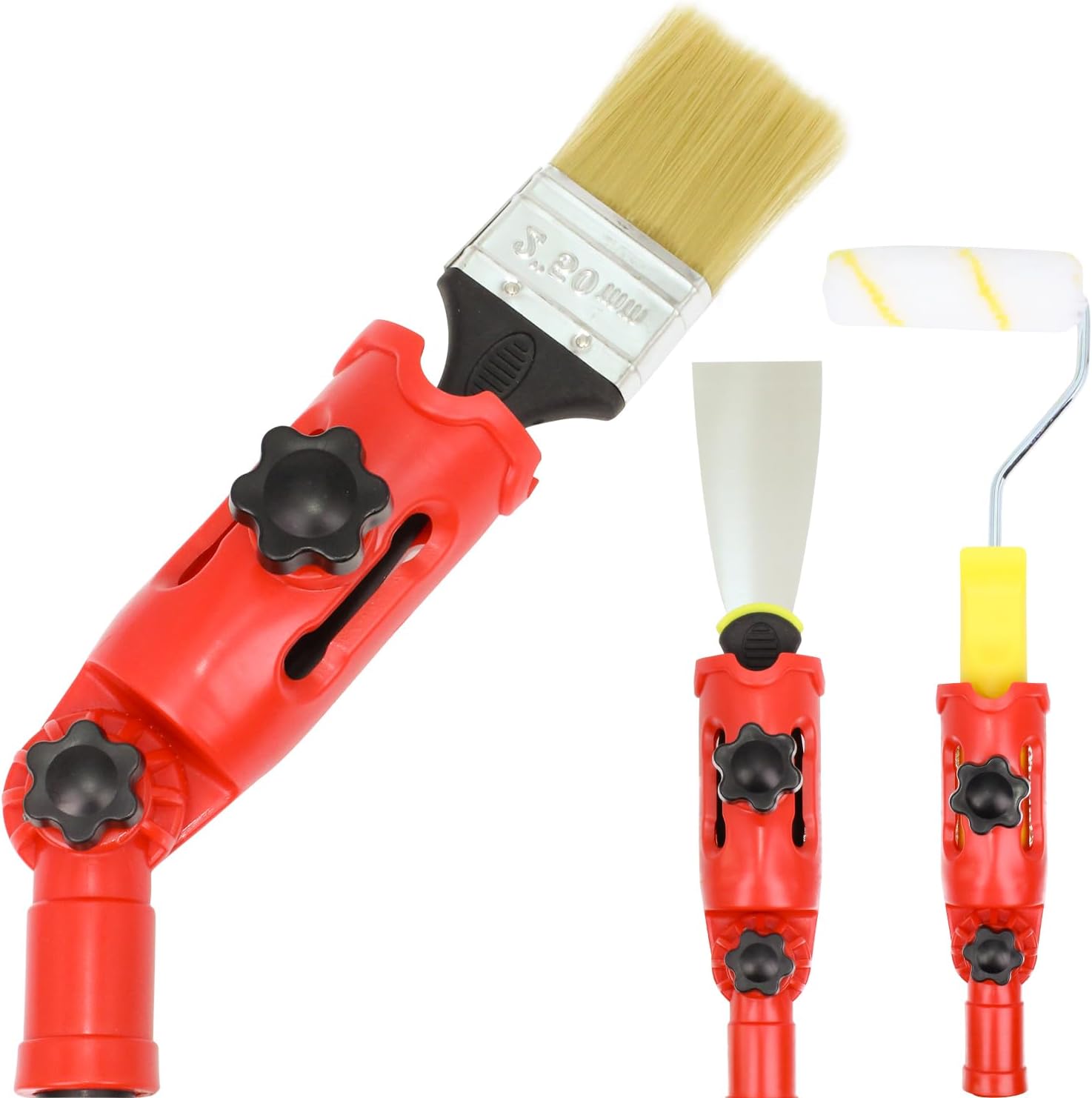 Multi-Angle Paint Brush Extender Holder for High Ceiling,Extension Pole Attachments,Paint Brush Extension Handle-Universal Paint Brush Extender Tool fits Most Rollers,Brush,Scrapers