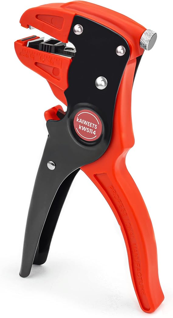 KAIWEETS Automatic Wire Stripper, 2-in-1 Adjustable Multifunction Wire Stripper, Pliers for Stripping and Cutting Single Strand, Two Strands, Flat