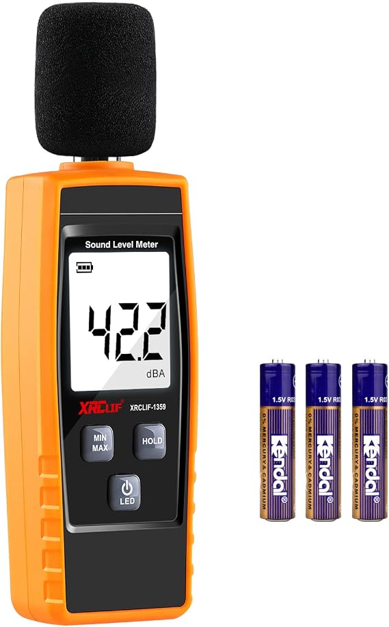 Digital Sound Level Meter with Programmable Alarm Value Function, 30-130dB(A) Decibel Sound Noise Meter Measurement with LCD Display, Max/Min/Hold Function