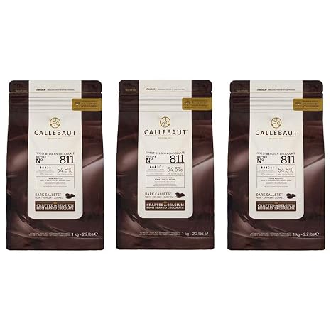 Callebaut 54.5% Dark Chocolate Chips (Brochures) - 3 x 1 kg Bundle