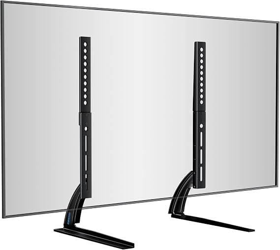 BONTEC Universal Table Desk Pedestal TV Stand for 22-65" LCD/LED TVs, VESA 50x50mm to 800x400mm, Max 50kg Weight Capacity, Adjustable Height, Space-Saving Design, Black