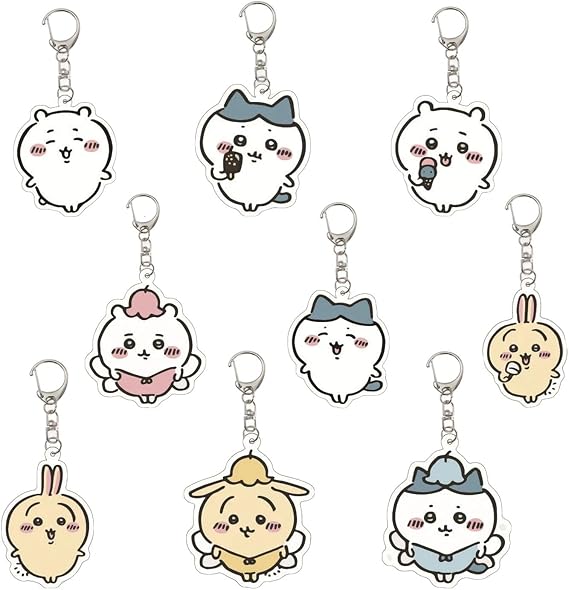 9Pcs Cute KeyChain, Kawaii Chiikawa Keyrings for Women, Keychain Cute for Women Girls Handbags, Backpacks, Purse Decoration, Anime Lovers