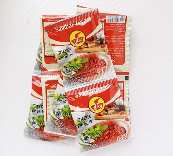 Chili Shrimp Paste Sambal Sauce, 23g Pack of 10 Sachets, Spicy Curry Flavor, Sambal terasi