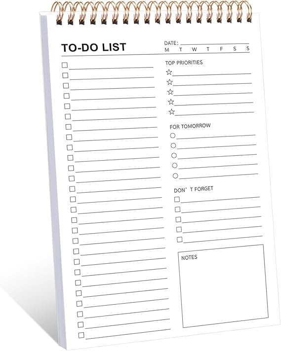 Thboxes To Do List Notepad, Undated Daily Planner Pad A5, 52 Sheets