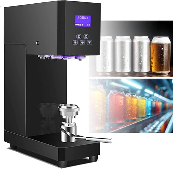 Can Sealer Machine, Semi-Automatic Can Sealing Machine 370W Electric Can Sealer Machine, Commercial Drink Sealing Machine Automatic Can Sealer Machine, Black