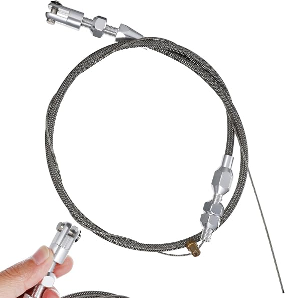 24 Universal Throttle Accelerator Cable, Vehicle Braided Covering Throttle Line Kit Replacement, Stainless Steel Auto Accelerator Cables Repair Kit