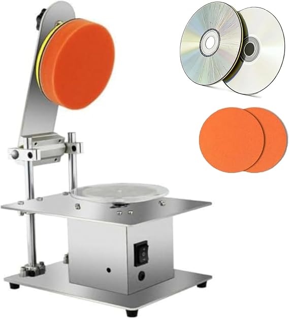 Disc Repair Machine, Semi-Automatic CD/DVD/Blu-ray Polisher with Adjustable 200W Motor, 7 Speed Settings from 1000-6000 RPM for Scratch Removal and Data Recovery on Various Disc Formats