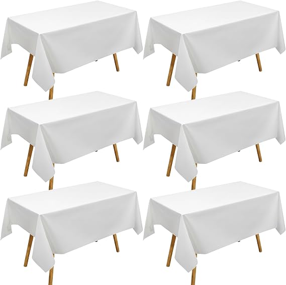 6 Pack White Table Cloth, White Table Cloth Party, 137x183CM Party Table Cloth Disposable for Wedding Banquet, Restaurant Buffet, Outdoor Picnic, Family Gathering