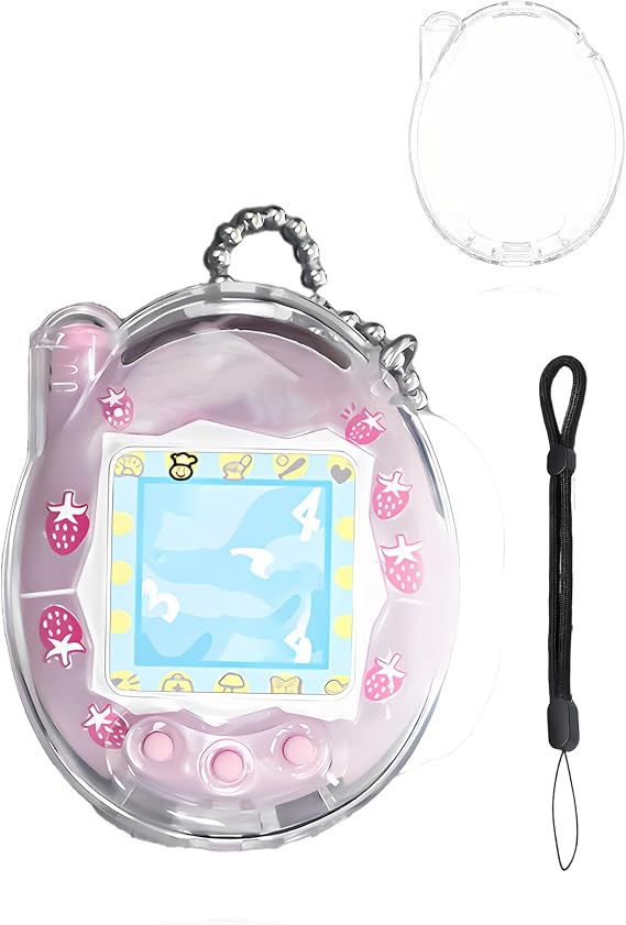 Case for Tamagotchi Connection Digital Pet,daunke Soft PC Cover,With a lanyard,Lightweight Shockproof,Anti-Scratch,All-Around Protection,Transparent