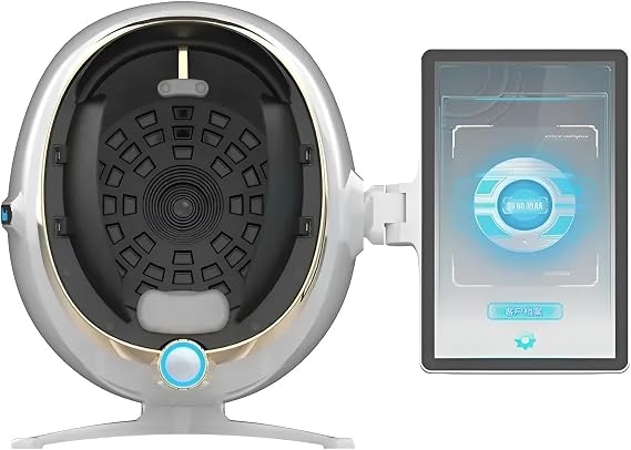 3D Skin Analyzer Machine, Professional Facial Moisture Analyzer, Skin Detector with LCD Display Screen, for Home Beauty Care,White-MJ-13.3in