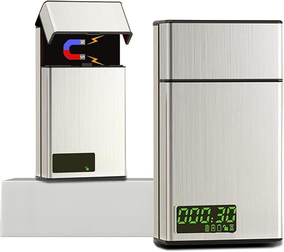 Timed Lock Box – Time Locking Small Container with 999 Hours LCD Display – Portable Locking Box with Timer Lock for Storage – Break Bad Habits – Credit card, Cash, Key,Medication