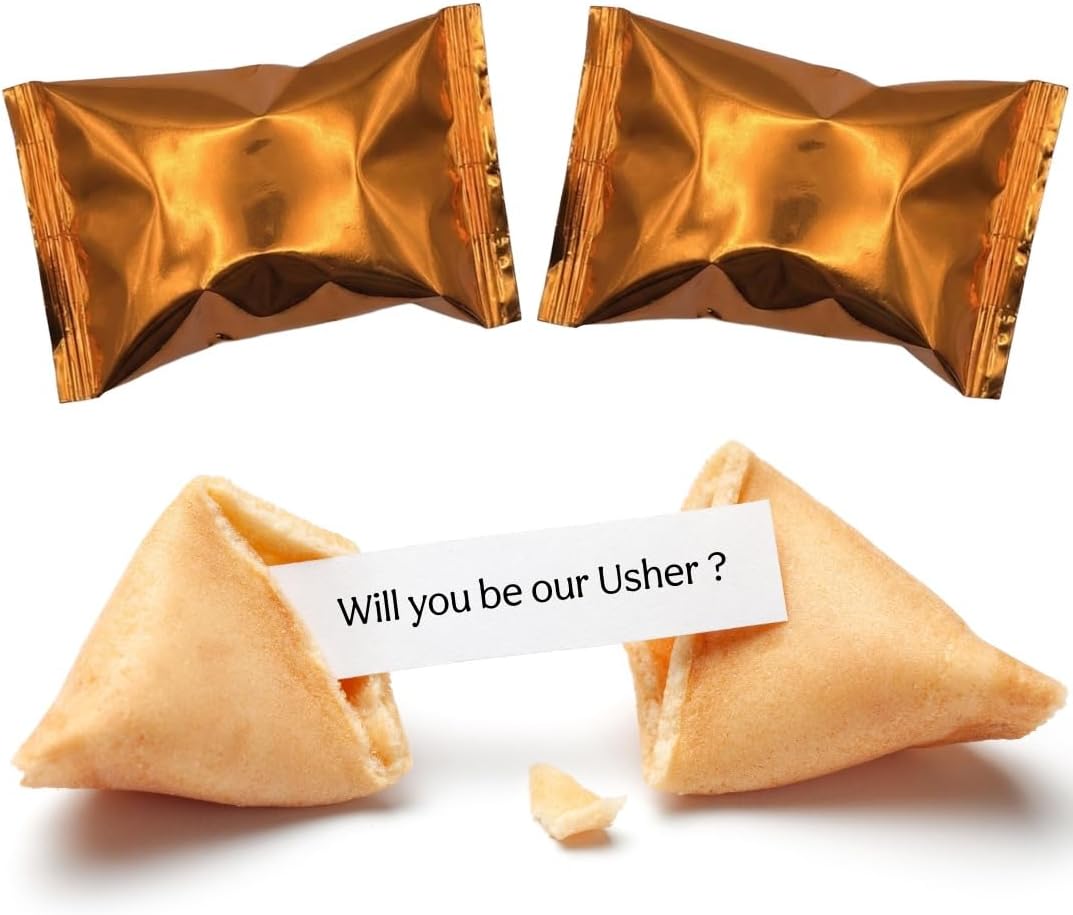 2 Pack Will You Be Our Usher Proposal Fortune Cookies | Unique Usher Gifts & Wedding Favours | Wedding Planning Accessories | Vegan, UK Baked | Colour Coded Wrapper | Usher Proposal Gift Idea