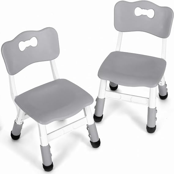 MAMIZO 2 PCS Height Adjustable Kids Desk Chairs with Backrest, Grey