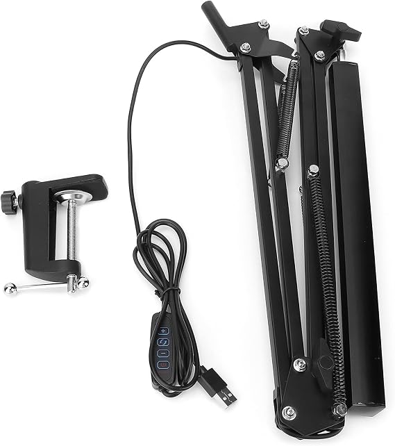 Swing Arm Desk Lamp with Clamp, Eye Caring LED Table Light, 10 - Level Dimmable Architect Lamp with 3 Color Temperatures, Foldable Task Light for Nail Art Reading [Energy Class A]