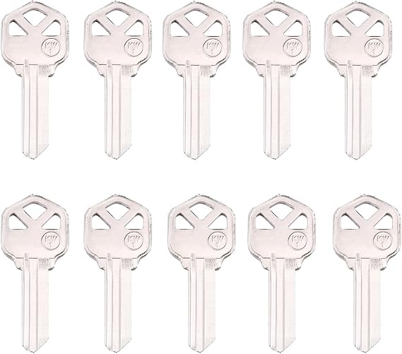 KW1 Brass Blank Key Blanks 10 Pack of Uncut Blank Keys Copper Structures Blank Keys, Silver, HAOHUODUO010
