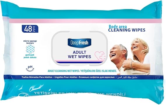 Deep Fresh Yetişkinler için Temizleme Mendili 48 Yaprak (1 x 48 Adet)