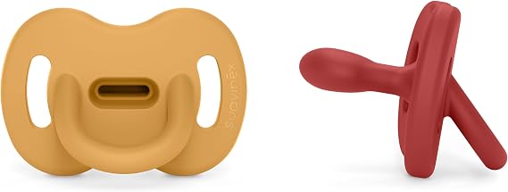 Suavinex, Pack of 2 All Silicone Pacifiers, for Babies 6/18 Months, Physiological Teat Sx Pro, Super Soft and Flexible, Ideal for Sleeping, Respects Oral Development, Colour Essence, Honey + Chili