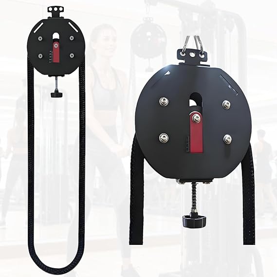 Endless Rope Trainer with Adjustable Resistance, Portable Cable Pulley System,Hanging Home Gym Equipment for Grip, Arms, Back, Body Coordination Exercises Red