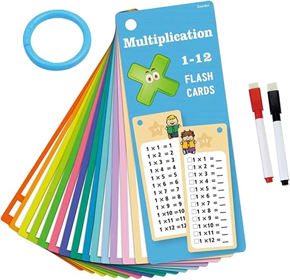 1 - 12 Times & Addition Tables for Grades 1 - 3 , Set with 2 Dry - Erase Pens , All - in - One Educational Aid (Size A)